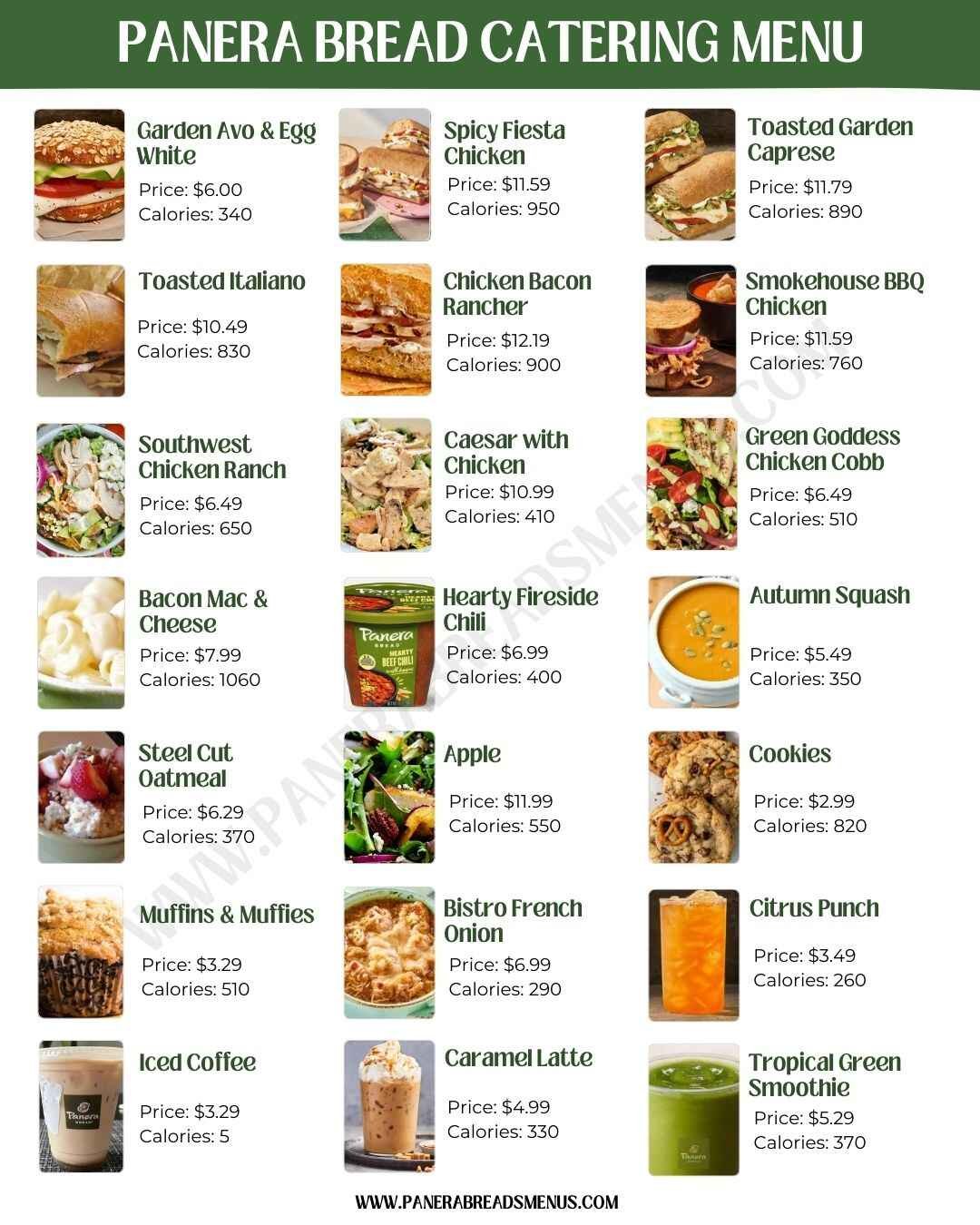 Panera Bread Catering Menu